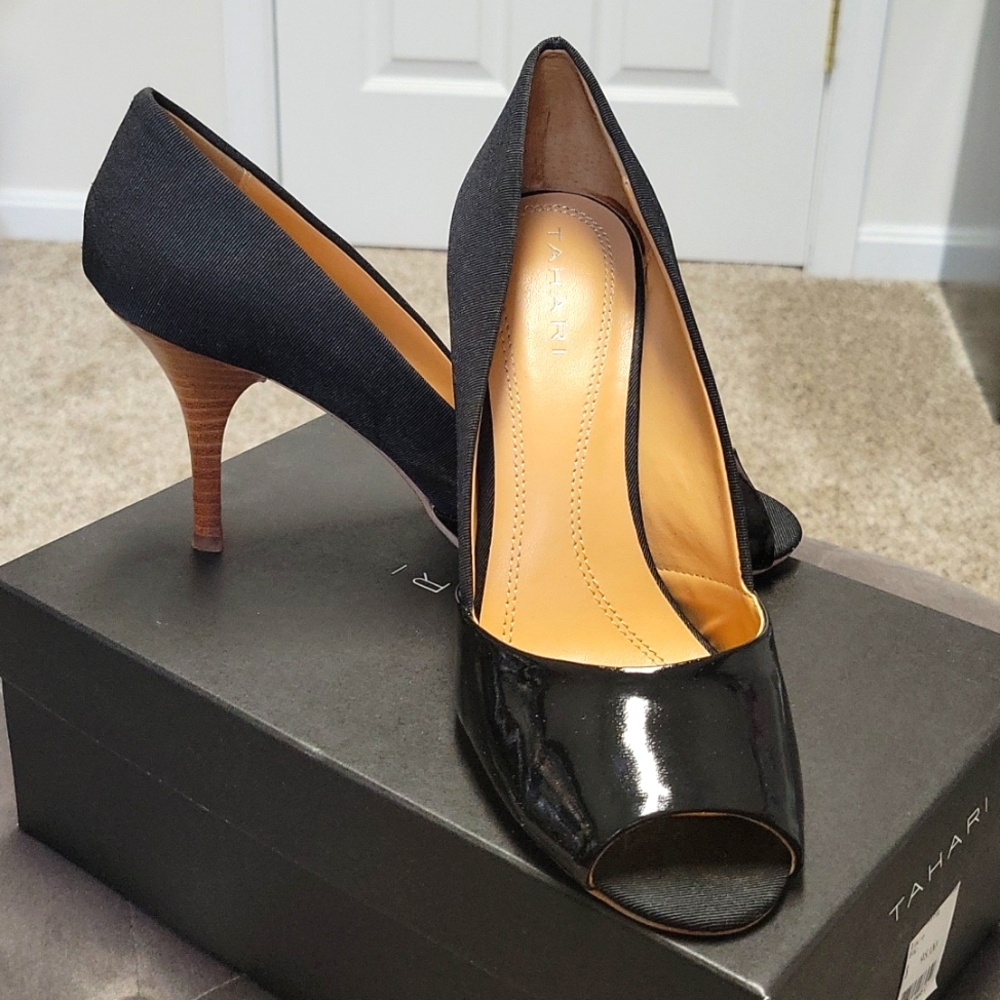 Elie Tahari Lyra Patent Leather Peep Toe